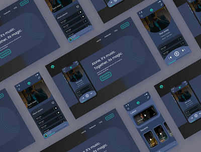 Music app concept and landing design frontend mobile mobile app mobile app design mobile design mobile ui ui ux webdesign website website design