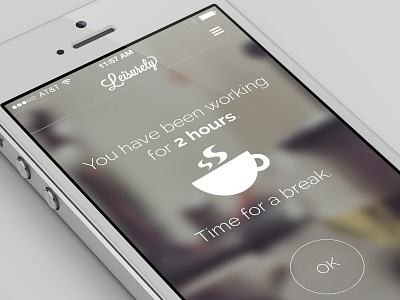 Leisurely app break clean flat health interface iphone mobile ui