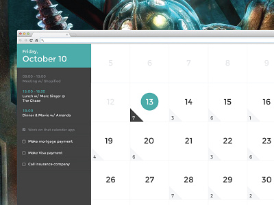 Calendar Full Screen app calendar clean data design flat interface ui