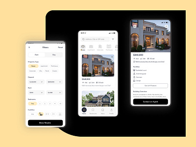 Real Estate App app design real estate app ui ux