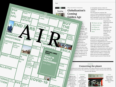 Air Magazine - Grid Layout branding dailyui design graphic design green grid history illustration layout lifestyle lines logo magazine modern news nigeria poster vector white