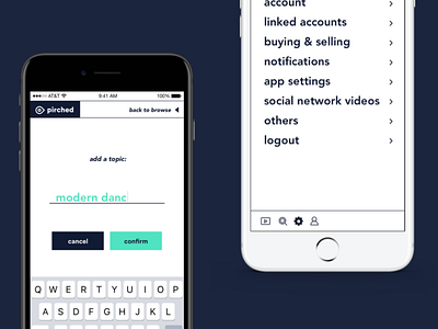 Pirched App Screens app browse design ui ux