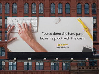 Braavo Brand Application billboard brand copywriting mockup