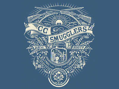 CC Smugglers blue creme design illustration tshirt type