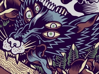 wolf illustration looks nice. purple tattoo traditional