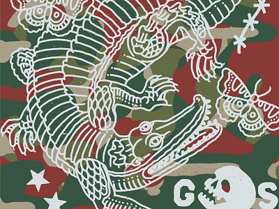 ghost croc print 2 army camo ghost layer screenprint skull
