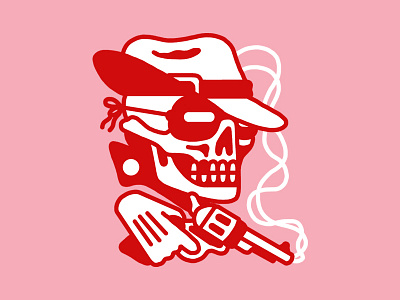 Have Gun Will Travel art bandit gun illustration pink red skull smoke tattoo