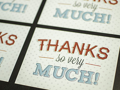 Thank You Card blue card dots postcard red thanks type you