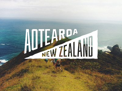 Aotearoa – Land of the Long White Cloud flag hand drawn new zealand typography vector