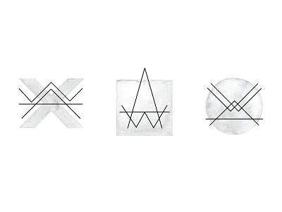 W.A. variables 1.2 exploration geometric grayscale initials logo shapes sketchbook symbolic wa watercolour
