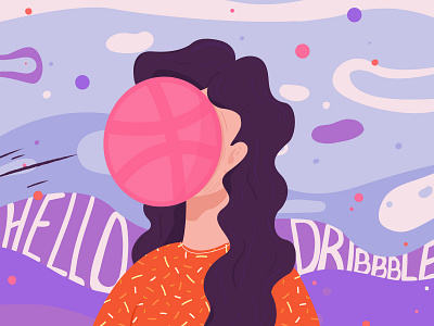 Hello Dribbble artwork ball balloon debut debuts debutshot design face fisrt shot hello hello dribbble illustration vector