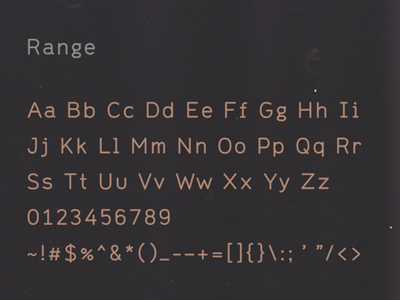 Range, a font