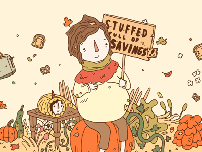 Carbonmade Thanksgiving promo illustration holiday pumpkin lines harvest