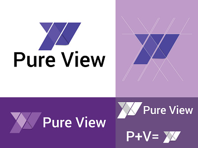 Pure view brand identity brand identity design branding design latter logo logo logo mark logodesign logotype minimalism minimalist pv pv logo