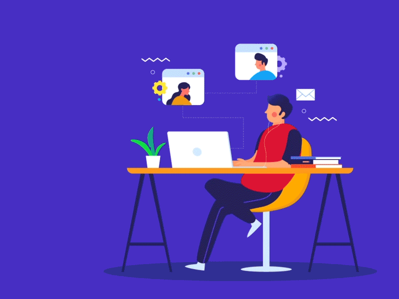 Remote Working Animation 2danimation animation animation video beautiful color beautiful design characteranimation characterdesign connection design illustration art interaction interactive interface motiongraphics smooth animation video confrensing videocall work from home