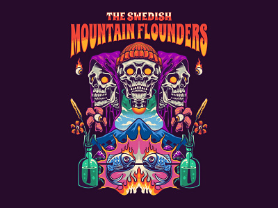 MOUNTAIN flounders animation branding design graphic design illustration logo motion graphics poster skull t shirt