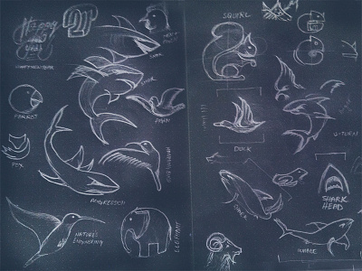 A page from my sketch book - animal & bird sketches animal bird brand branding fish identity logo sketch symbol