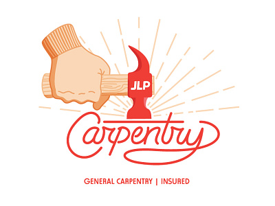 JLP General Carpentry branding carpentry custom glove hammer illustration logotype script vector