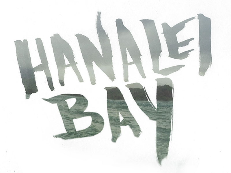 Hanalei Bay 2 hanalei bay hand drawn photo brush pen typography kauai