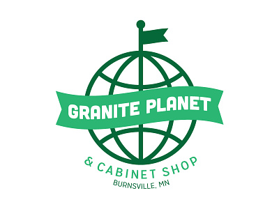 Granite Planet banner cabinet flag globe granite green logo