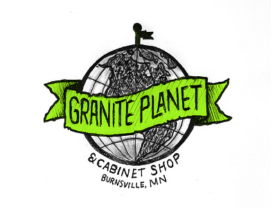 Granite Planet 2 banner cabinet flag globe granite green logo