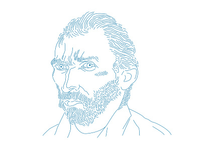 Vector van Gogh art blue ear illustration stroke vector vincent van gogh