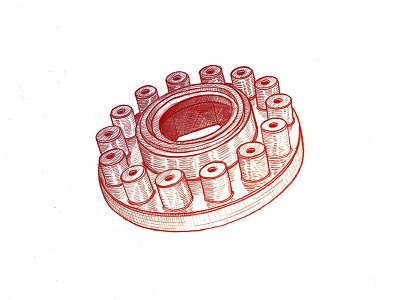 Technical drawing illustration metal part sketch technical