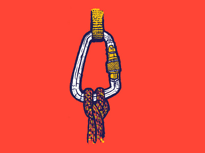 Hang adventure carabiner climbing editorial illustration rope