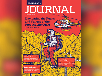 Navigating cover editorial expedition gear helicopter illustration journal micah thompson mountaineering mountains navigating product life cycle