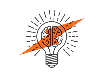 Learn or Leave bolt brain idea illustration learn lightbulb rays vector