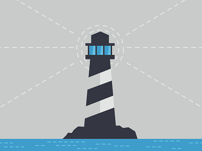 Beacon beacon beams illustration lighthouse rocks vector water waves