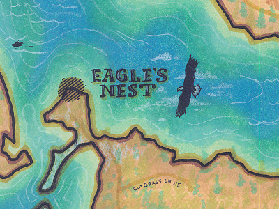 Washburn Lake 03 cabin eagle hand drawn illustration lake nest point