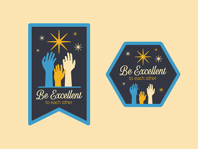 Excellent Be badge banner bill ted excellent hands icon illustration logo stars vector