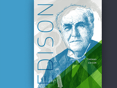 Thomas Edison engineer illustration poster rd