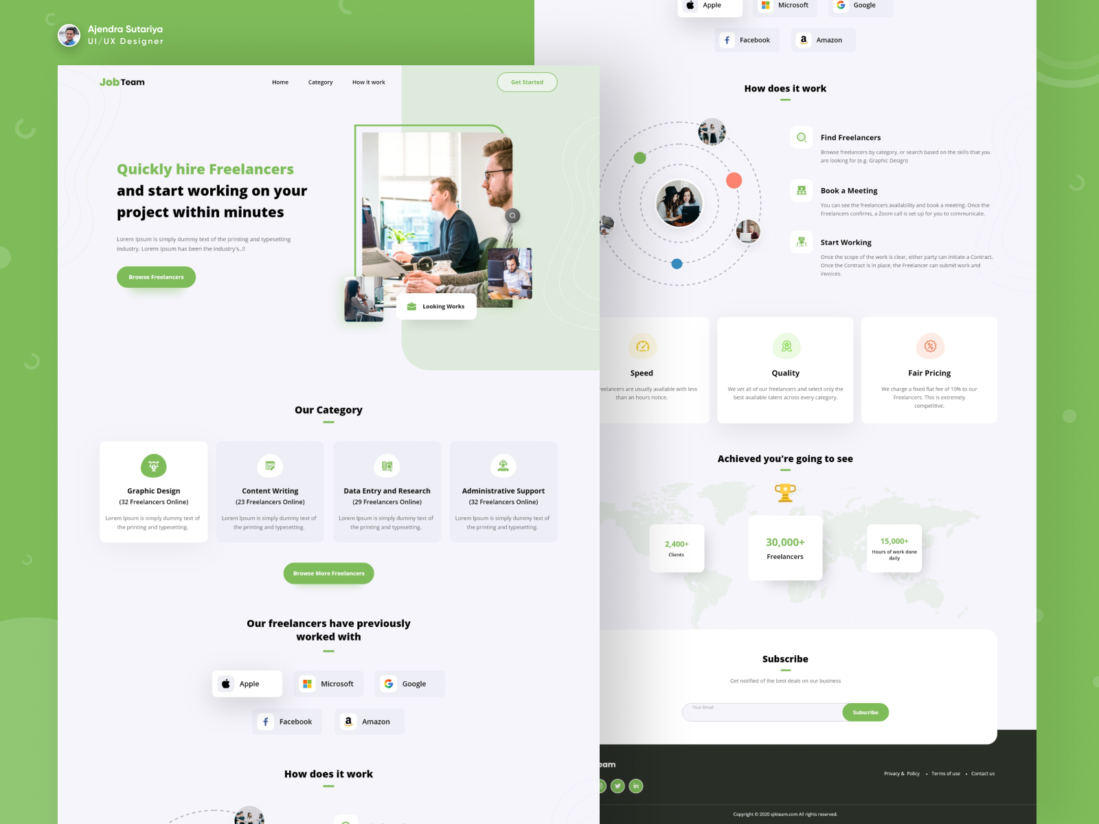 Freelancer Landing page by Ajendra Sutariya on Dribbble