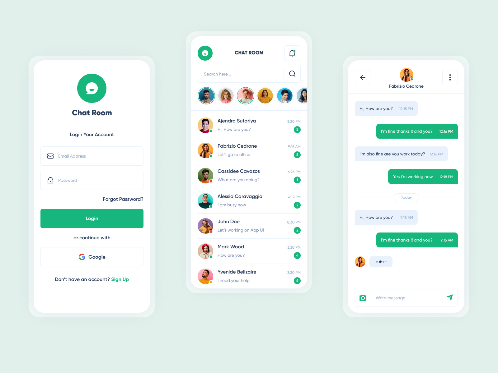 Chat Room App UI by Ajendra Sutariya on Dribbble