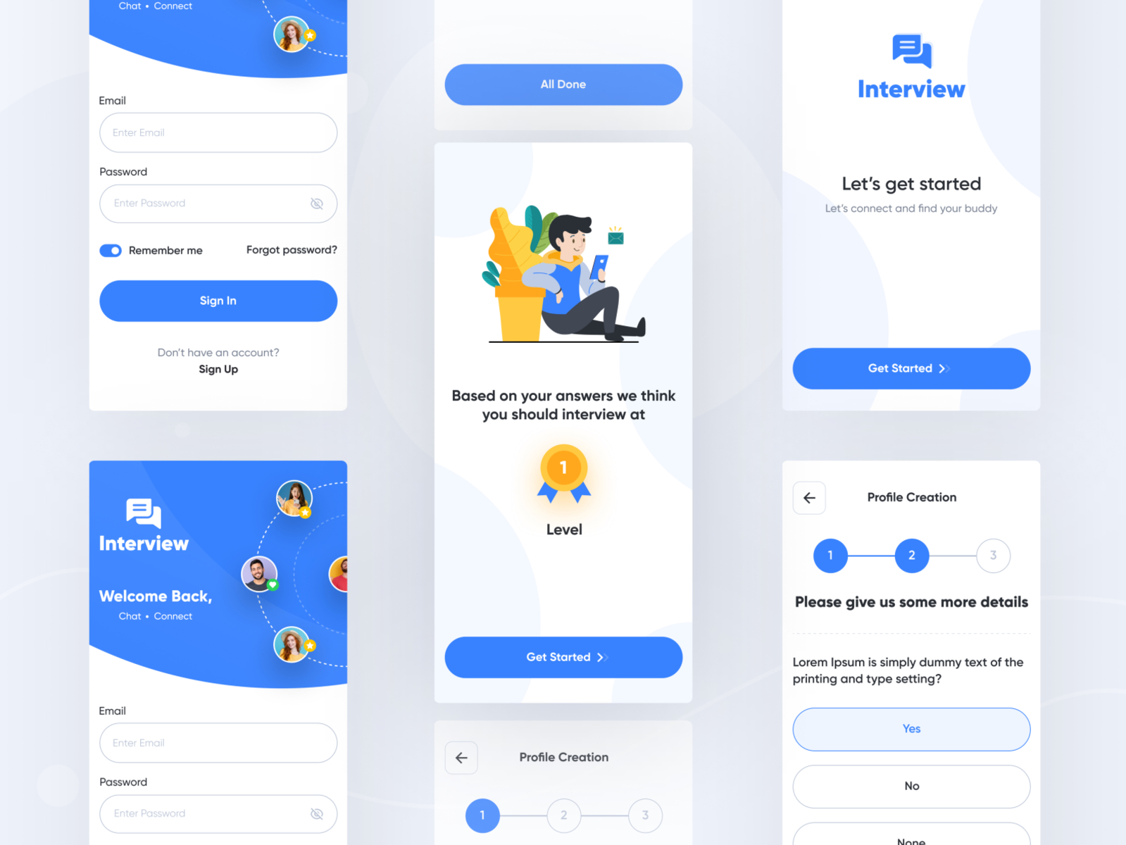 Interview App UI by Ajendra Sutariya on Dribbble