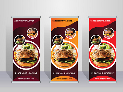 Restaurant Roll Up Banner Design app branding clean design corporate design illustration logo roll up banner ui ux