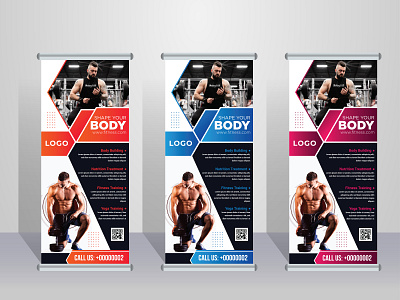 Fitness Roll Up Banner Design banner branding clean design corporate design fitness roll up banner graphic design illustration logo minimal design roll up banner design stand banner typography ui ux vector web banner x stand banner zym fitness