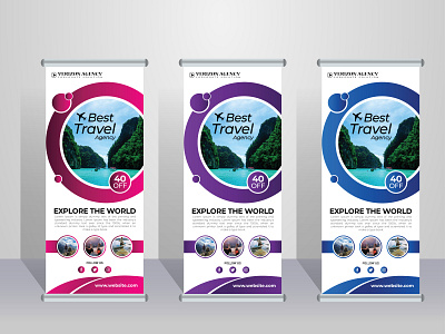 Travel Roll Up Banner Design branding clean design corporate design graphic design illustration logo minimal design modern stand banner tourism roll up banner travel travel roll up banner design typography ui ux vector web banner x stand banner