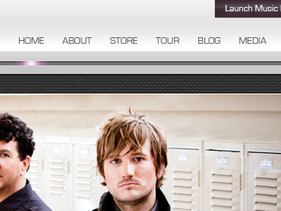 Band Site header music nav photo website