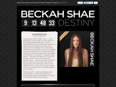 Beckah Shae Microsite album countdown microsite music web