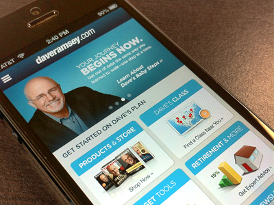 Mobile daveramsey.com dave ramsey financial innovative angle mobile nav ui website