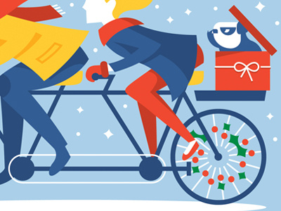 Christmas Cards bike bulldog christmas cold dog holiday illustration man present ride snow winter