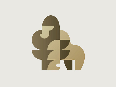 Gold Gorilla animal ape geometric gold gorilla logo money simple
