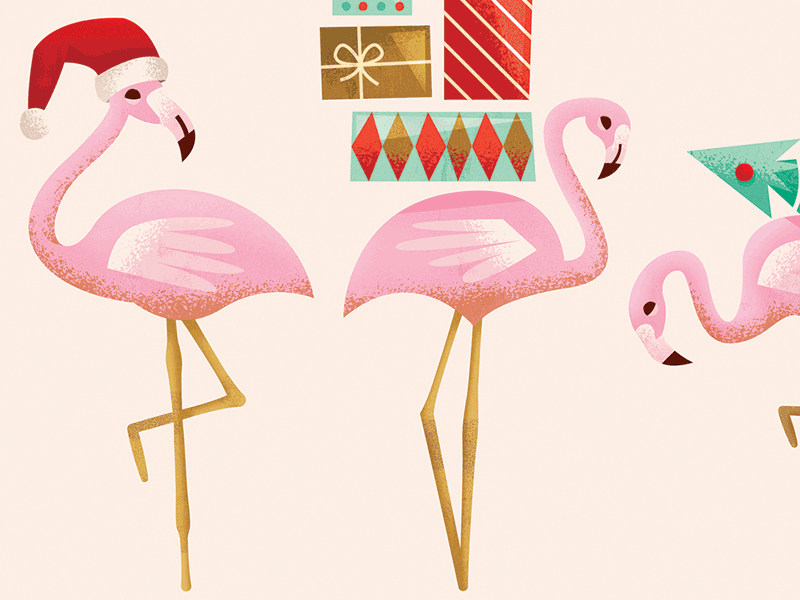 Flamingle all the way bird christmas flamingo hat holiday light present tree