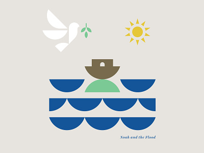 Noah and the Flood bible bird boat dove flood sun