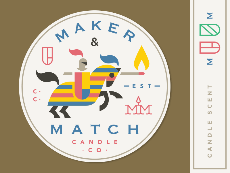 Maker & Match Candle Co. Labels candle flame horse knight label ride
