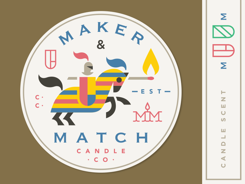 Maker & Match Candle Co. Labels ride label flame knight horse candle