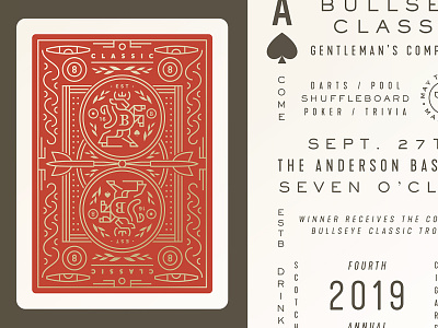 Fourth Annual Bullseye Classic bull bullseye cards cigar crest darts deck play poker pool